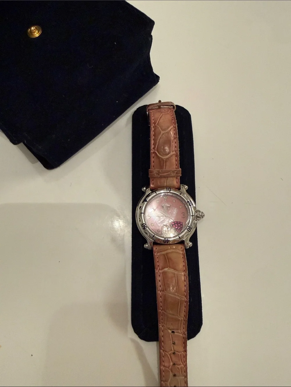 Chopard Pink Dial Watch with Tan Leather Strap